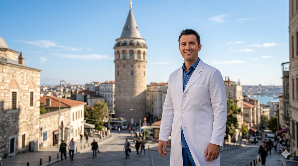  طبيب تجميل متخصص في الجراحة التجميلية والتشوهات الخلقية في إسطنبول أمام برج غالاتا.