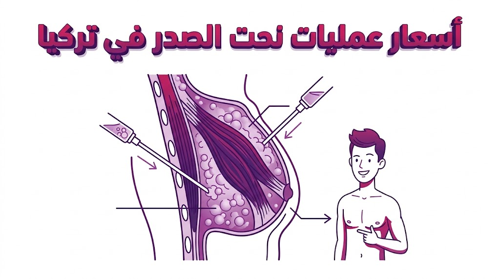 إنفوجرافيك طبي يوضح التشريح الداخلي وتفاصيل التقنيات ضمن أسعار عمليات نحت الصدر في تركيا.