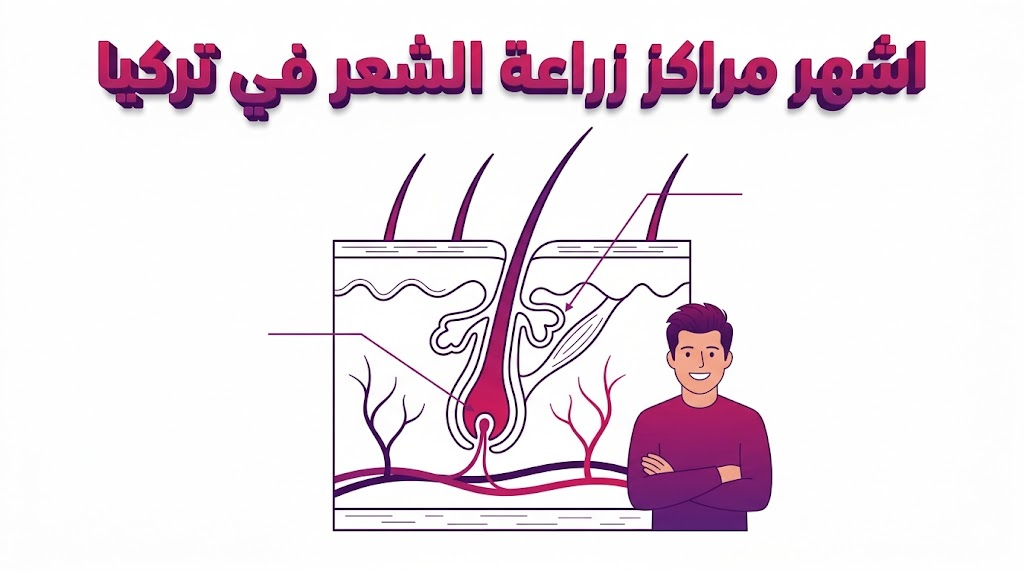 إنفوجرافيك تعليمي يوضح البنية التشريحية لبصيلات الشعر وكيفية زراعتها في اشهر مراكز زراعة الشعر في تركيا.