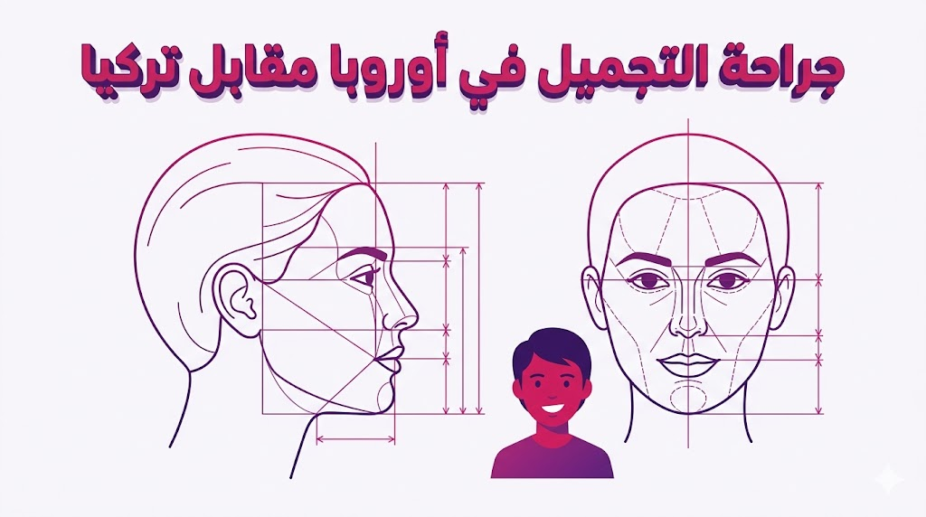  مخطط تشريحي علمي يوضح دقة الإجراءات في جراحة التجميل في أوروبا مقابل تركيا.