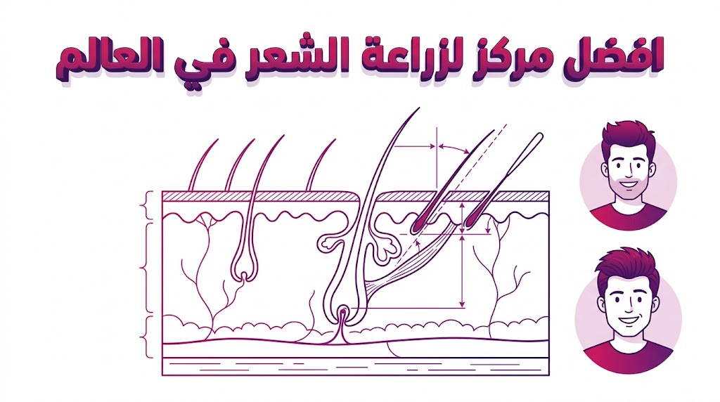 مخطط تشريحي يوضح تقنيات زراعة البصيلات المستخدمة في افضل مركز لزراعة الشعر في العالم.