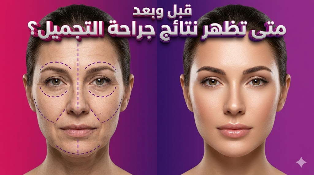 صورة "قبل وبعد" توضح الفرق التدريجي وكيفية معرفة متى تظهر نتائج جراحة التجميل؟ بعد انتهاء فترة التعافي.