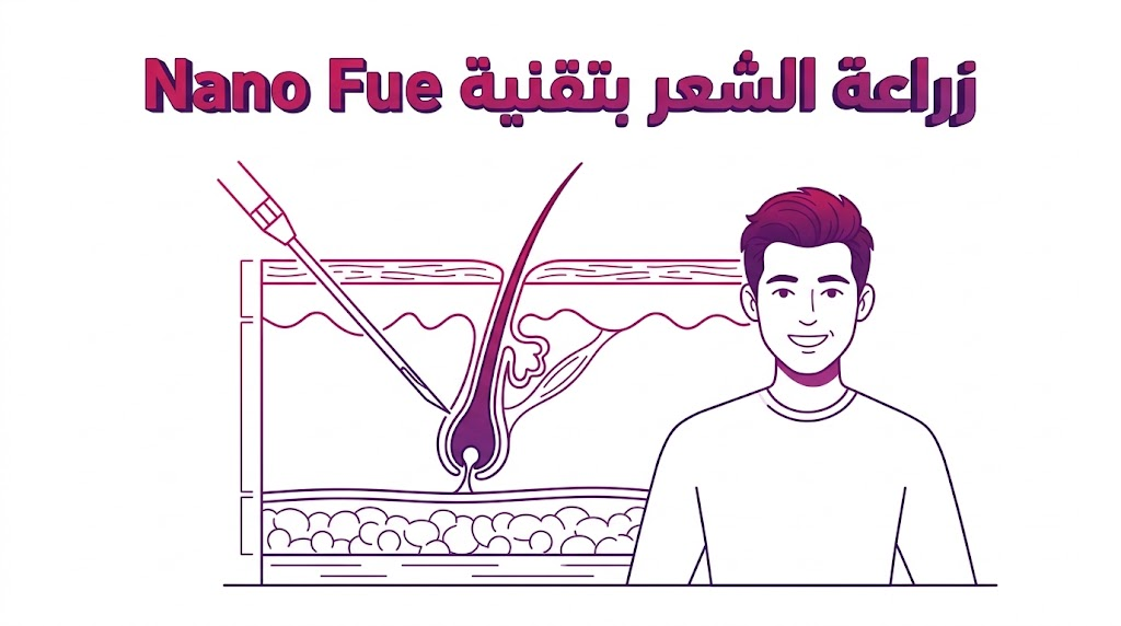  مخطط طبي يشرح العمق التشريحي الدقيق لعملية زراعة الشعر بتقنية Nano Fue.