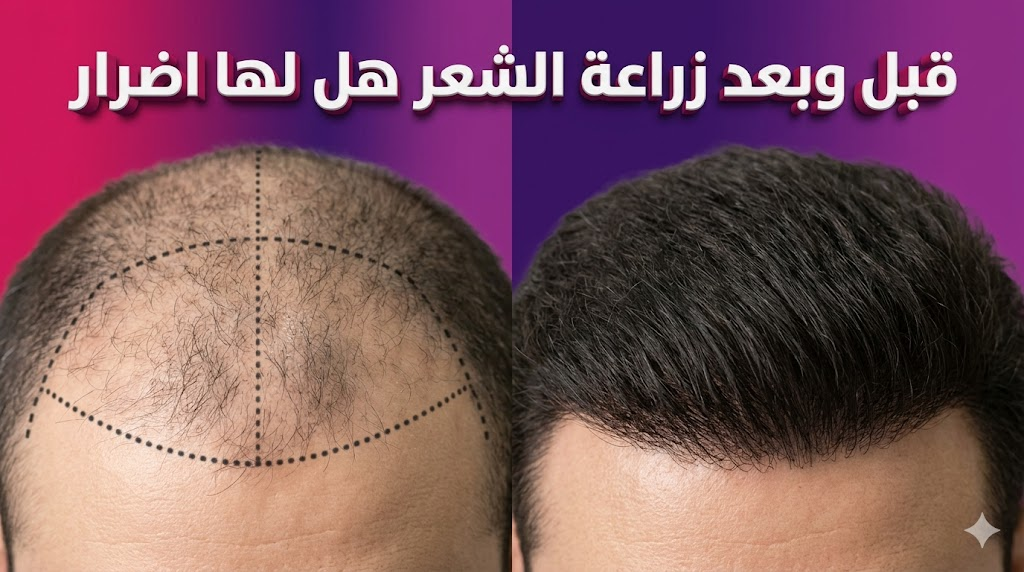  مقارنة قبل وبعد توضح النتائج الآمنة لعملية زراعة الشعر هل لها اضرار مع تخطيط طبي دقيق.