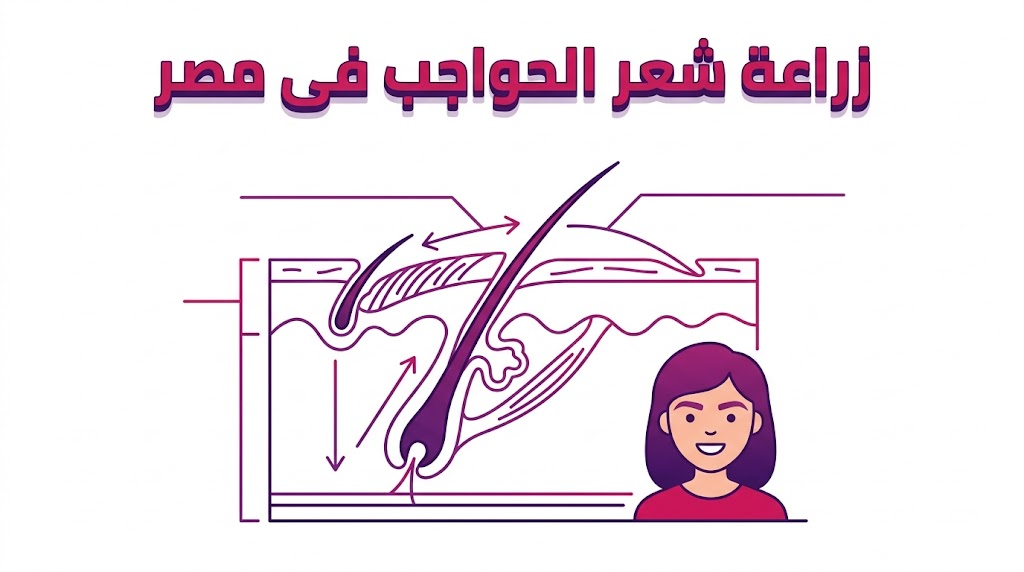  إنفوجرافيك طبي يشرح التشريح العلمي الدقيق وكيفية غرس البصيلات أثناء زراعة شعر الحواجب فى مصر.
