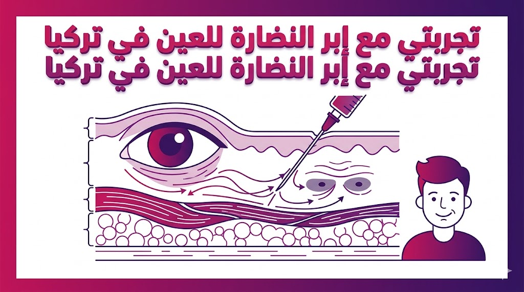 إنفوجرافيك تشريحي يوضح العلم الكامن وراء تجربتي مع إبر النضارة للعين في تركيا وكيفية استهداف طبقات الجلد حول العين.