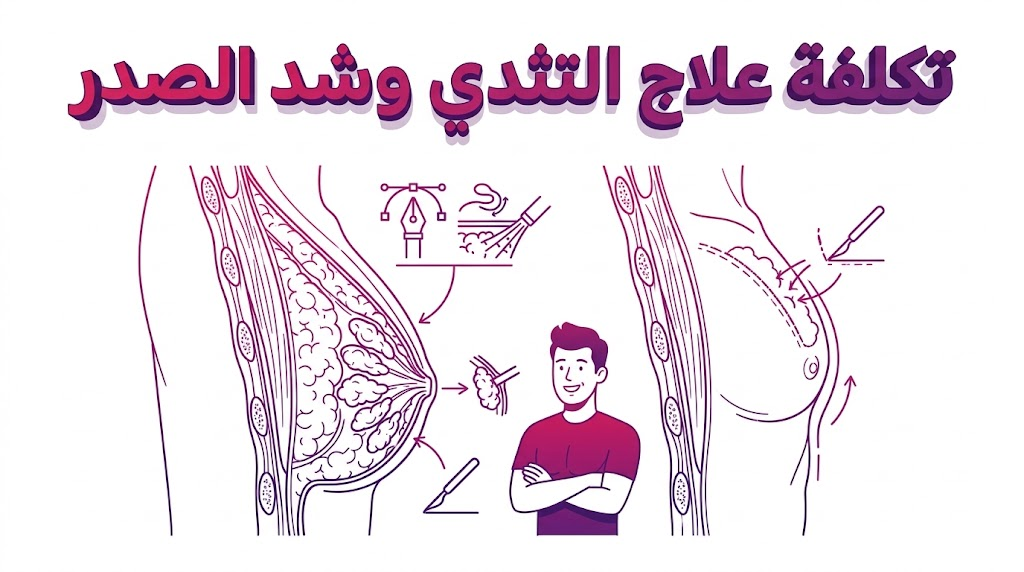  إنفوجرافيك تعليمي يوضح التشريح الداخلي والأسلوب العلمي ضمن تكلفة علاج التثدي وشد الصدر.