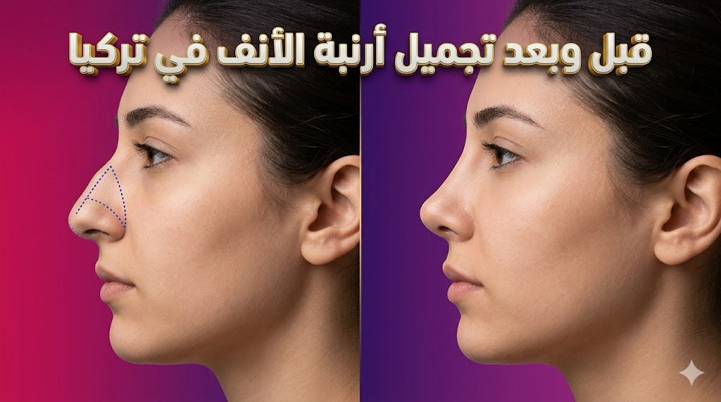  مقارنة قبل وبعد تجميل أرنبة الأنف في تركيا تظهر التحول المذهل والنتائج الطبيعية لرفع وتصغير الأنف.