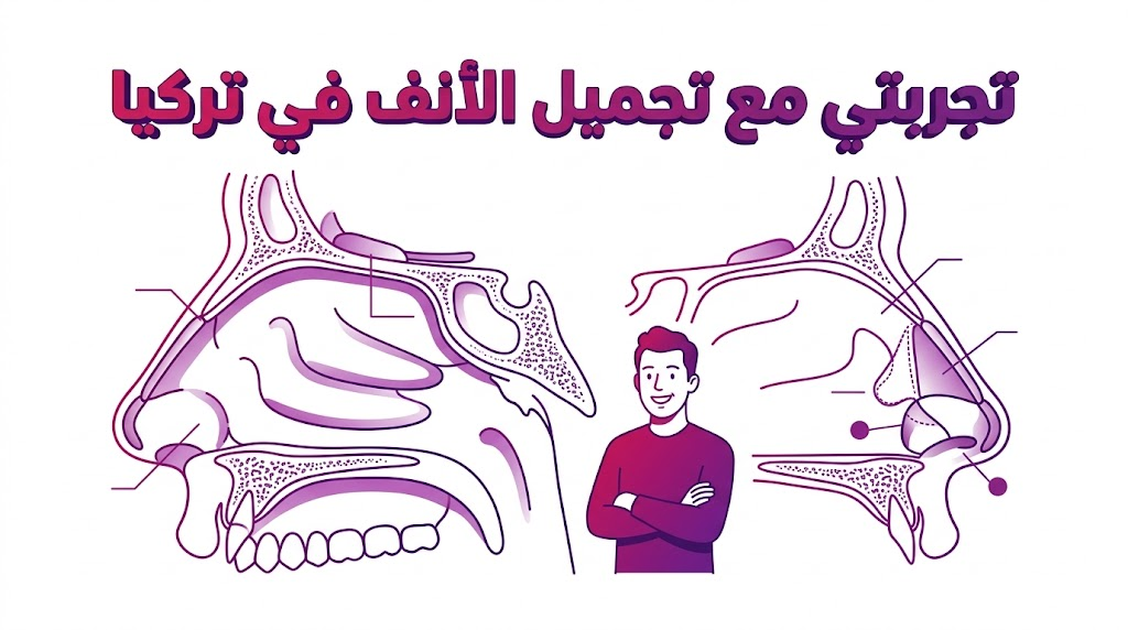 مخطط تشريحي تعليمي يوضح تفاصيل هيكل الأنف ضمن مقال تجربتي مع تجميل الأنف في تركيا.