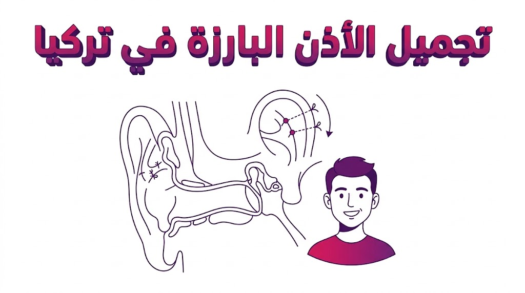  مخطط تشريحي تعليمي يوضح التقنيات الطبية المستخدمة في تجميل الأذن البارزة في تركيا وتعديل الغضروف.
