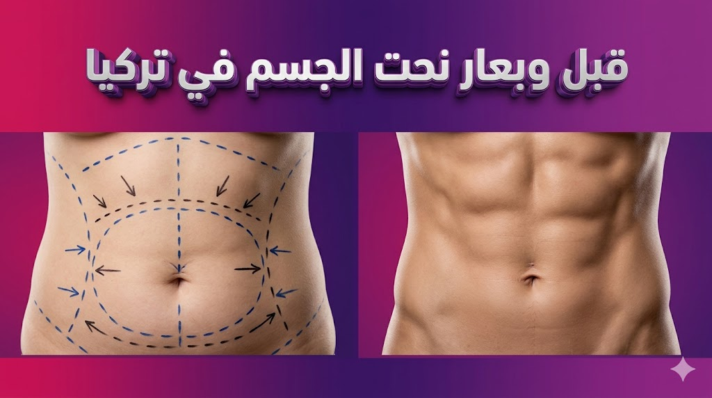 صورة مقارنة "قبل وبعد" توضح نتائج و أسعار نحت الجسم في تركيا مع تخطيط طبي دقيق وقوام مثالي.