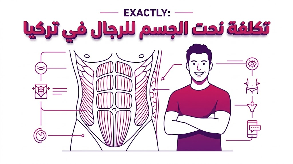 إنفوجرافيك طبي تشريحي يوضح التقنيات المستخدمة ضمن تكلفة نحت الجسم للرجال في تركيا لإبراز العضلات.