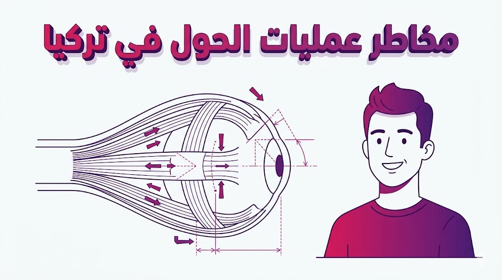 مخطط تشريحي لعضلات العين يوضح الجوانب العلمية الدقيقة لتفادي مخاطر عمليات الحول في تركيا وتحقيق التوازن البصري.