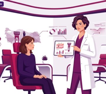 طبيب متخصص يشرح إجراءات وعيادة الديرمابن في تركيا لمريضة مهتمة بتجميل البشرة 
