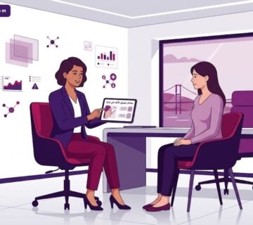 رسم توضيحي يظهر طبيبًا يشرح سبل الوقاية من مخاطر تجميل الأنف في تركيا داخل عيادة طبية حديثة بأسلوب الفيكتور 