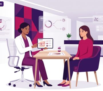 رسم توضيحي لعيادة طبية فاخرة تشرح تقنية تقشير Dermamelan للتصبغات العميقة في تركيا 