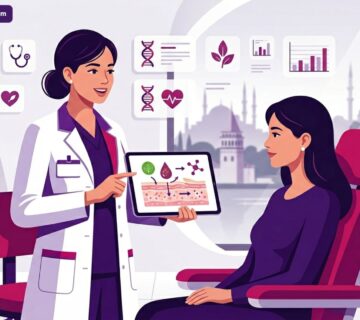 طبيب يشرح خطوات وفوائد تقشير أحماض الفواكه المجمع في تركيا في عيادة تجميل حديثة 