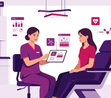 طبيب يشرح خطوات تقشير الريتينول السريري القوي في تركيا لمريضة داخل عيادة تجميلية حديثة