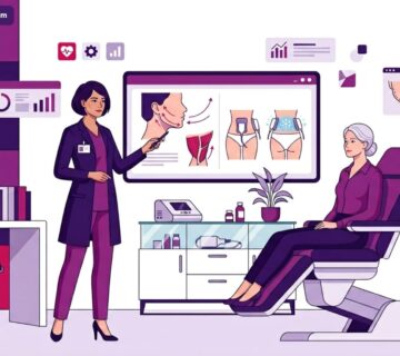 رسم توضيحي لعيادة طبية فاخرة يوضح إجراءات تقنية التبريد لنحت الفك في تركيا للمرضى 