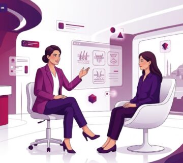 رسوم توضيحية لعيادة طبية حديثة تشرح فوائد تقنية سكارليت في تركيا للمرضى بأسلوب عصري 