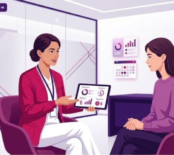 رسوم توضيحية لعيادة طبية حديثة تشرح تكلفة رفع الصدر في تركيا للمرضى بأسلوب عصري 