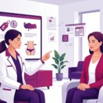 رسم توضيحي لعيادة طبية حديثة يشرح فيها الطبيب تفاصيل تكلفة شفط دهون الأرداف في تركيا 