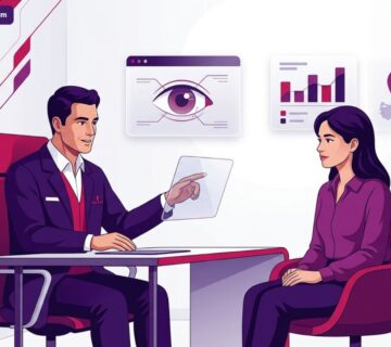 رسم توضيحي لعيادة طبية حديثة يشرح فيها الطبيب تفاصيل تكلفة عملية توسيع العيون في تركيا للمريض