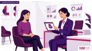 رسوم توضيحية مسطحة لعيادة طبية فاخرة تشرح إجراءات تجميل المناطق الحساسة جراحياً باحترافية 