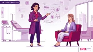 رسوم توضيحية عصرية لطبيب يشرح خطوات جراحة التجميل وتغيير الشكل لمريض في عيادة فاخرة 