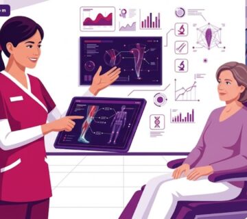 رسوم توضيحية فنية تبرز التطور التقني في جراحات الترميم داخل عيادة طبية حديثة مع طبيب يشرح التقنيات 