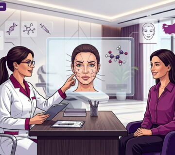 رسم توضيحي لعيادة تجميل تشرح إجراءات حقن البروفايلو بتركيز عالي في تركيا