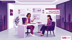 رسوم توضيحية لعيادة مودرن تشرح عملية حقن البلازما الغنية بالصفائح (PRP) في تركيا للمريض 