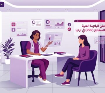 رسوم توضيحية لعيادة مودرن تشرح عملية حقن البلازما الغنية بالصفائح (PRP) في تركيا للمريض 