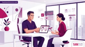 رسوم توضيحية لعيادة طبية حديثة تشرح تقنية حقن السكلبترا في تركيا لشد الوجه 