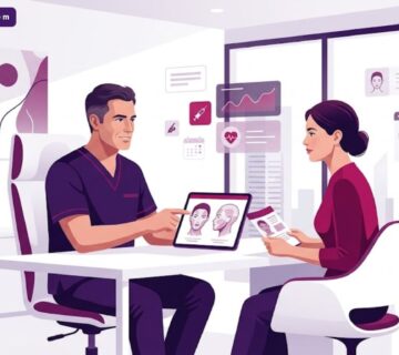 رسوم توضيحية لعيادة طبية حديثة تشرح تقنية حقن السكلبترا في تركيا لشد الوجه 