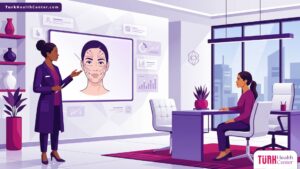 طبيب يشرح تفاصيل إجراء شد الوجه بالخيوط الكورية في تركيا لمريضة داخل عيادة تجميل فخمة 