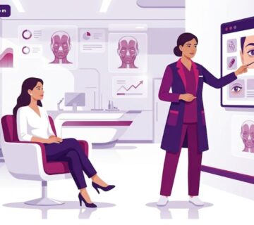 رسوم توضيحية لعيادة طبية فاخرة تشرح سعر حقن البوتوكس حول العين في تركيا للمرضى 