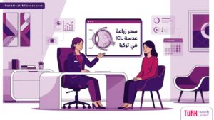 رسوم توضيحية لعيادة عيون حديثة تشرح سعر زراعة عدسة ICL في تركيا والخدمات الطبية المتاحة 