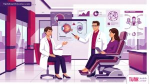 رسوم توضيحية لعيادة فاخرة تشرح سبل الوقاية من مخاطر زراعة العدسات في تركيا 