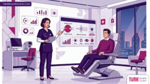 رسوم توضيحية لعيادة عيون حديثة تشرح مخاطر علاج الانحراف النظر Astigmatism للمرضى بأسلوب احترافي 