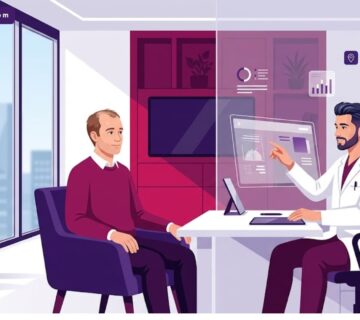 توضيح لعملية استشارة طبية حول زراعة الشعر لمرضى السكر والثعلبة في عيادة حديثة 