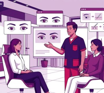 رسم توضيحي لعيادة طبية فاخرة تشرح تفاصيل عملية الجفن المبطن في تركيا