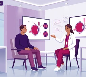 طبيب عيون يشرح تفاصيل عملية الكاستم ليزك في تركيا لمريض داخل عيادة حديثة وفاخرة 