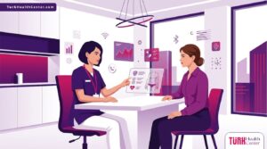 رسوم توضيحية طبية تشرح مخاطر شد الجسم الحزامي في تركيا وكيفية الوقاية منها في بيئة عيادة فاخرة 