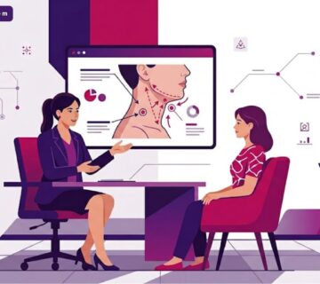 رسوم توضيحية لعيادة تجميل تشرح إجراءات نحت الرقبة في تركيا بشكل عصري