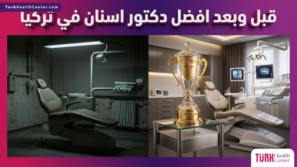 صورة مقارنة تبرز الفرق في الجودة والاحترافية قبل وبعد اختيار افضل دكتور اسنان في تركيا لرحلة علاجك.
