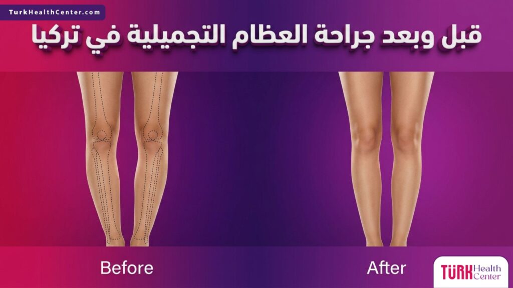 مقارنة قبل وبعد تظهر نتائج جراحة العظام التجميلية في تركيا وتنسيق الهيكل العظمي.