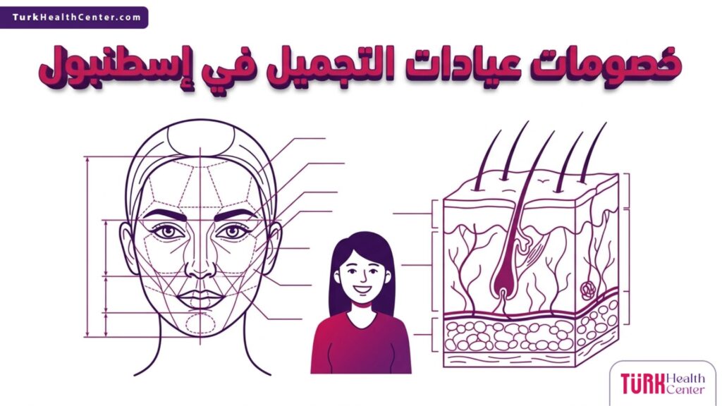 إنفوجرافيك طبي يوضح النسب الذهبية وتفاصيل العناية ضمن عروض و خصومات عيادات التجميل في إسطنبول.