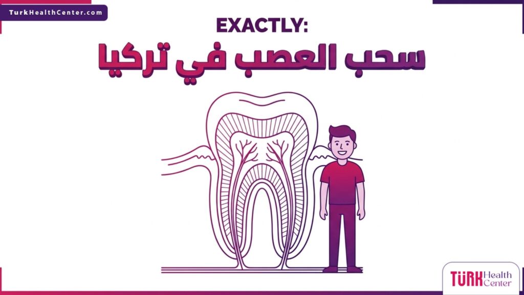 رسم تشريحي دقيق ويوضح البنية الداخلية للسن ونجاح العلاج الجذري الخاص بعملية سحب العصب في تركيا.