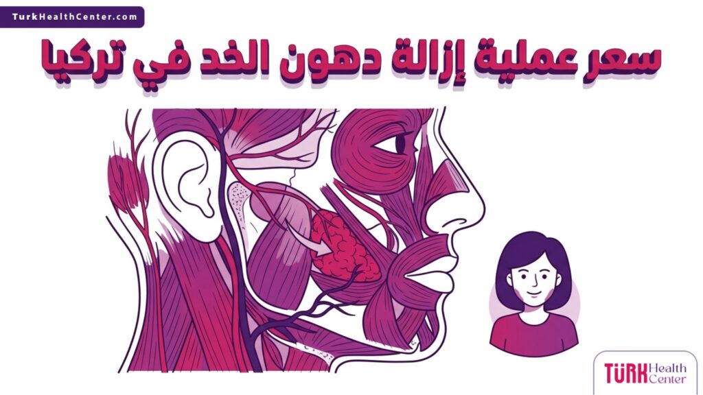 رسم بياني طبي يوضح التشريح الداخلي المرتبط بتفاصيل سعر عملية إزالة دهون الخد في تركيا